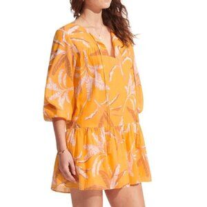 Seafolly Palm Paradise Tier Dress Women's S in Kaftan Rockmelon Summer Beachwear